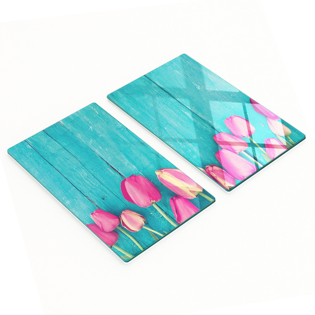Multifunktionale Dekorative Glasplatten Mit Tulpenmuster, 2 X 30 X 52 Cm