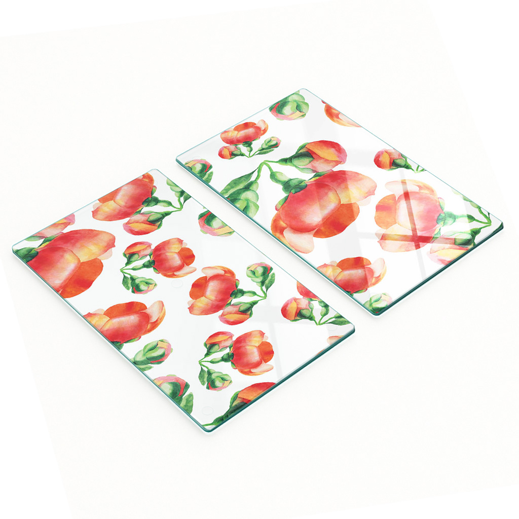 Dekorative Servierbretter Aus Glas Für Snacks, Quittenblüten, 2 X 30 X 52 Cm
