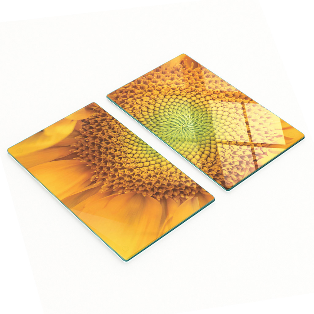 Multifunktionale Dekorative Glasplatten Mit Sonnenblumenmuster, 2 X 30 X 52 Cm