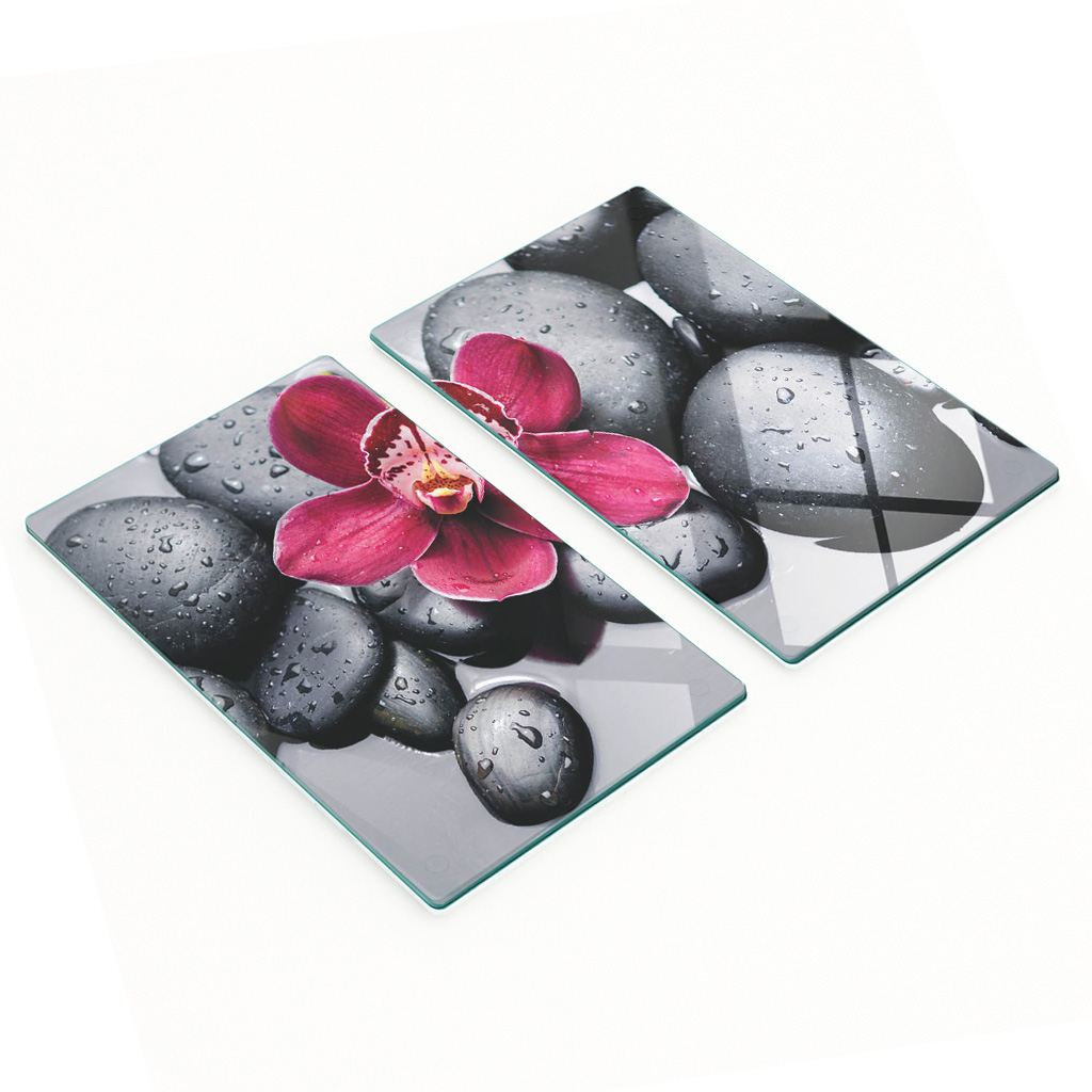 Multifunktionale Dekorative Glasplatten Mit Orchideenmotiv, 2 X 30 X 52 Cm