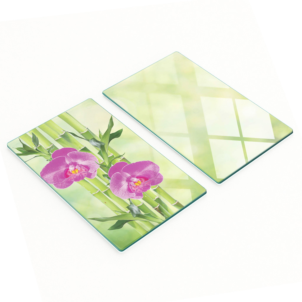 Multifunktionale Dekorative Glasplatten Orchidee Und Bambus 2x30x52 Cm