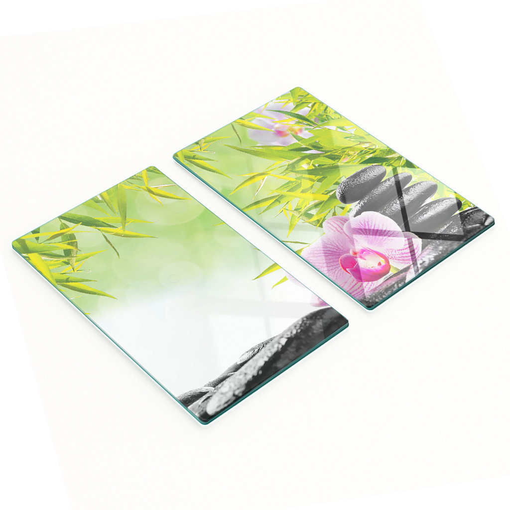 Multifunktionale Dekorative Glasplatten, Bambus Und Orchidee, 2 X 30 X 52 Cm