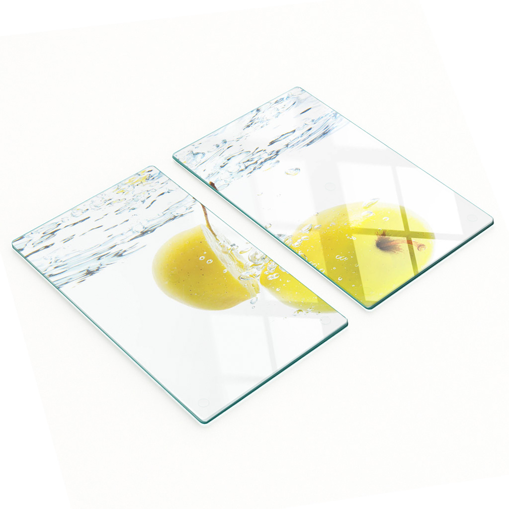 Multifunktionale, Dekorative Glasplatten Für Die Küche, Apfel- Und Wassermotiv, 2 X 30 X 52 Cm