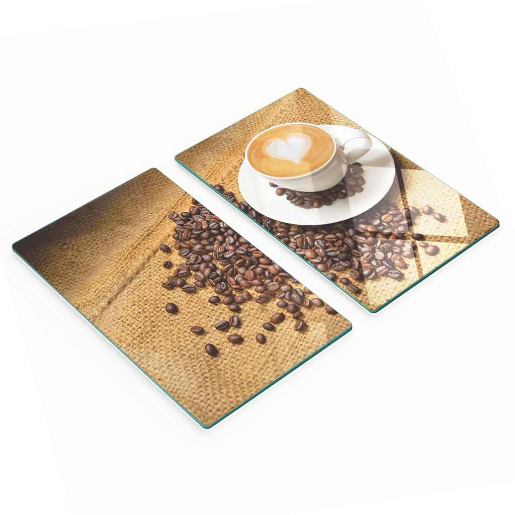 Robuste Und Stilvolle Glasbretter Mit Latte-kaffeebohnenmuster, 2 X 30 X 52 Cm