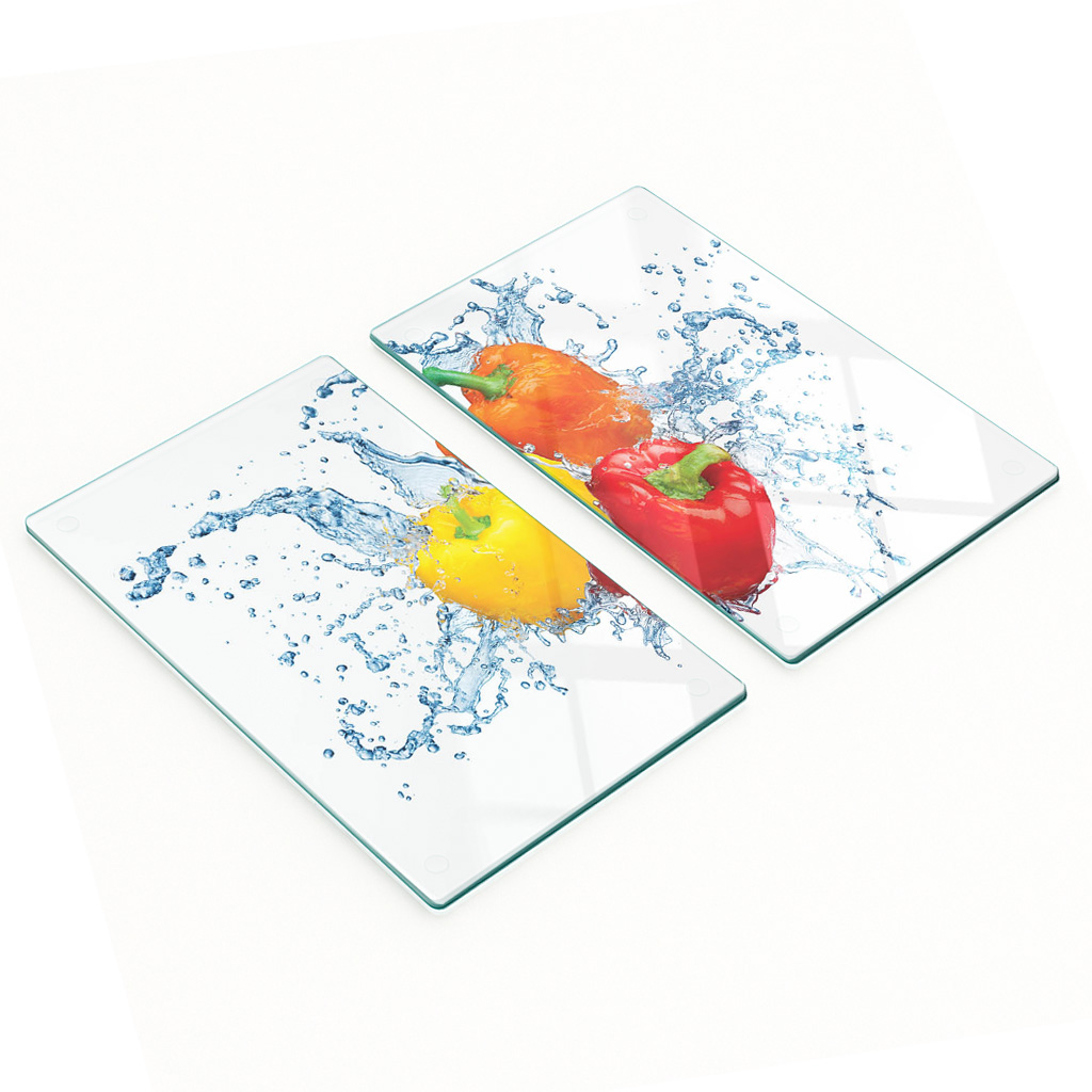 Multifunktionale, Dekorative Glasplatten Für Die Küche, Paprika-wasser, 2 X 30 X 52 Cm