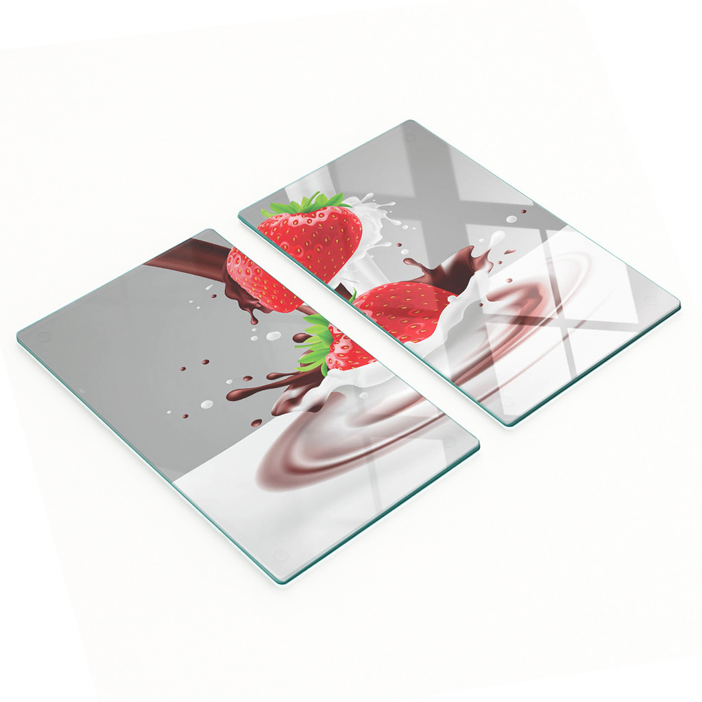 Dekorative Glas-küchenschneidebretter Erdbeer-milch 2x30x52 Cm