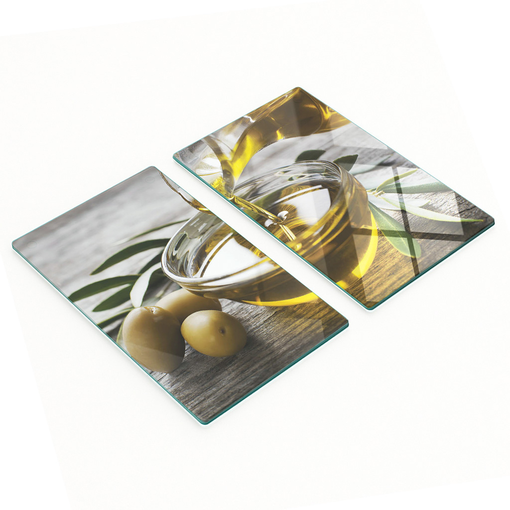 Robuste Und Stilvolle Glasplatten Mit Olivenölmuster, Schale 2 X 30 X 52 Cm