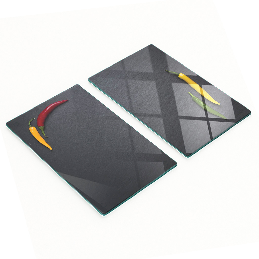 Robuste Und Stilvolle Glasplatten Mit Chili-steinmuster, 2 X 30 X 52 Cm