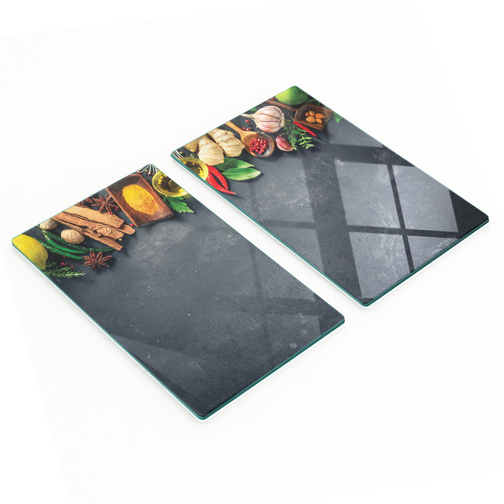 Dekorative, Multifunktionale Glasplatten Aus Gehärtetem Glas, Currykräuter, 2 X 30 X 52 Cm