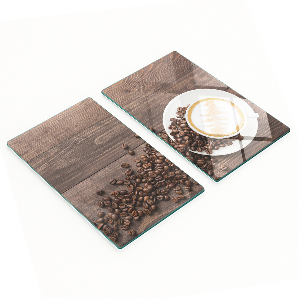 Stilvolle Und Robuste Glasbretter Mit Kaffeebohnenmuster, Holz, 2 X 30 X 52 Cm
