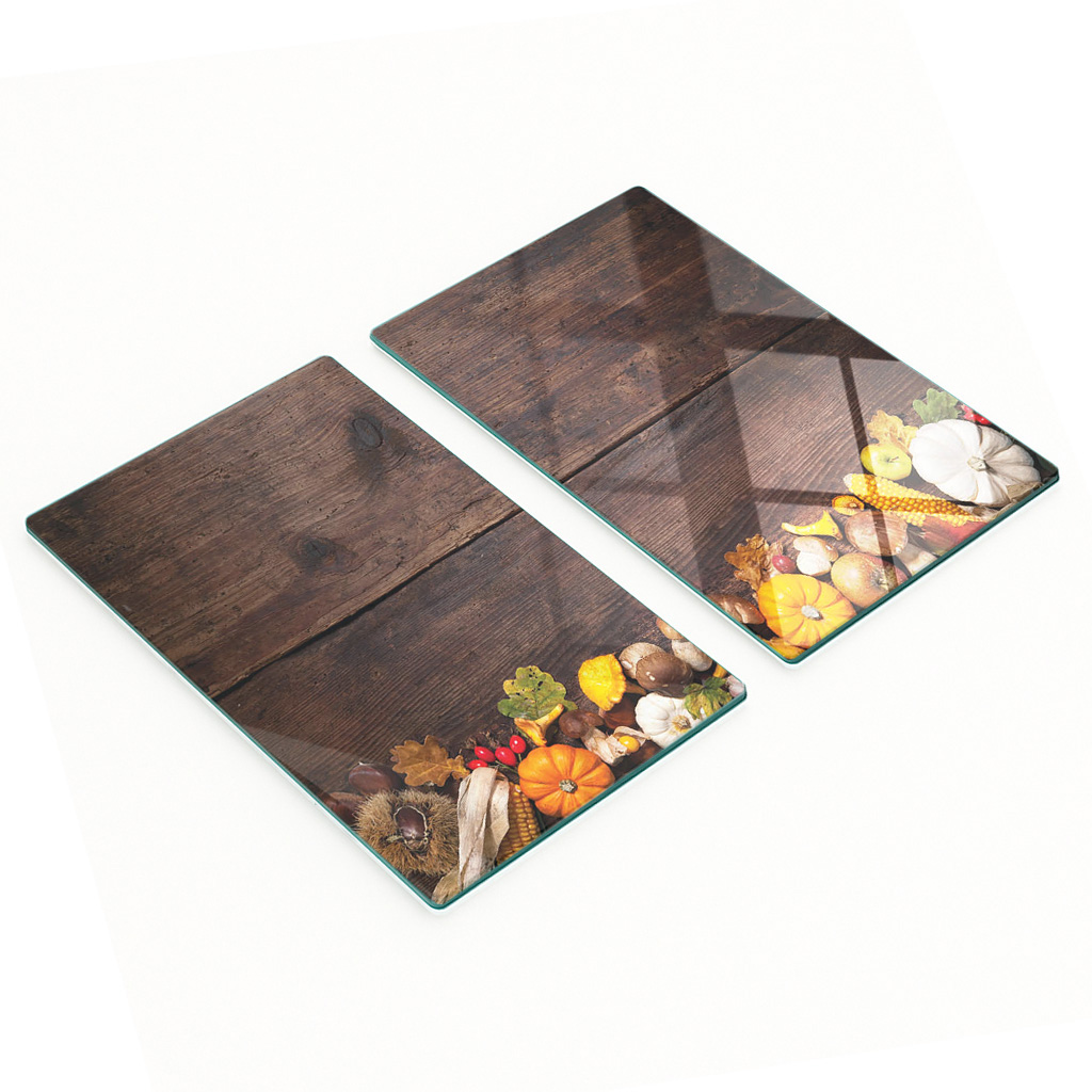 Multifunktionale Küchen-dekorationsplatten Aus Glas, Pilze Und Holz, 2 X 30 X 52 Cm
