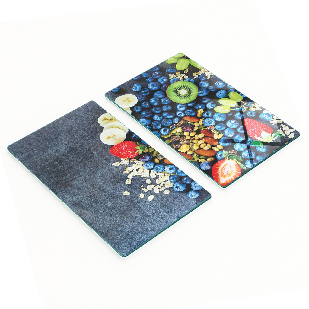 Multifunktionale, Dekorative Glasplatten Für Die Küche, Obst- Und Beerenmotiv, 2 X 30 X 52 Cm