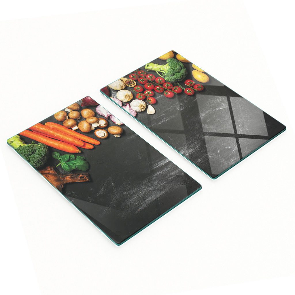 Multifunktionale Dekorative Glasplatten Mit Gemüsemotiv, 2 X 30 X 52 Cm