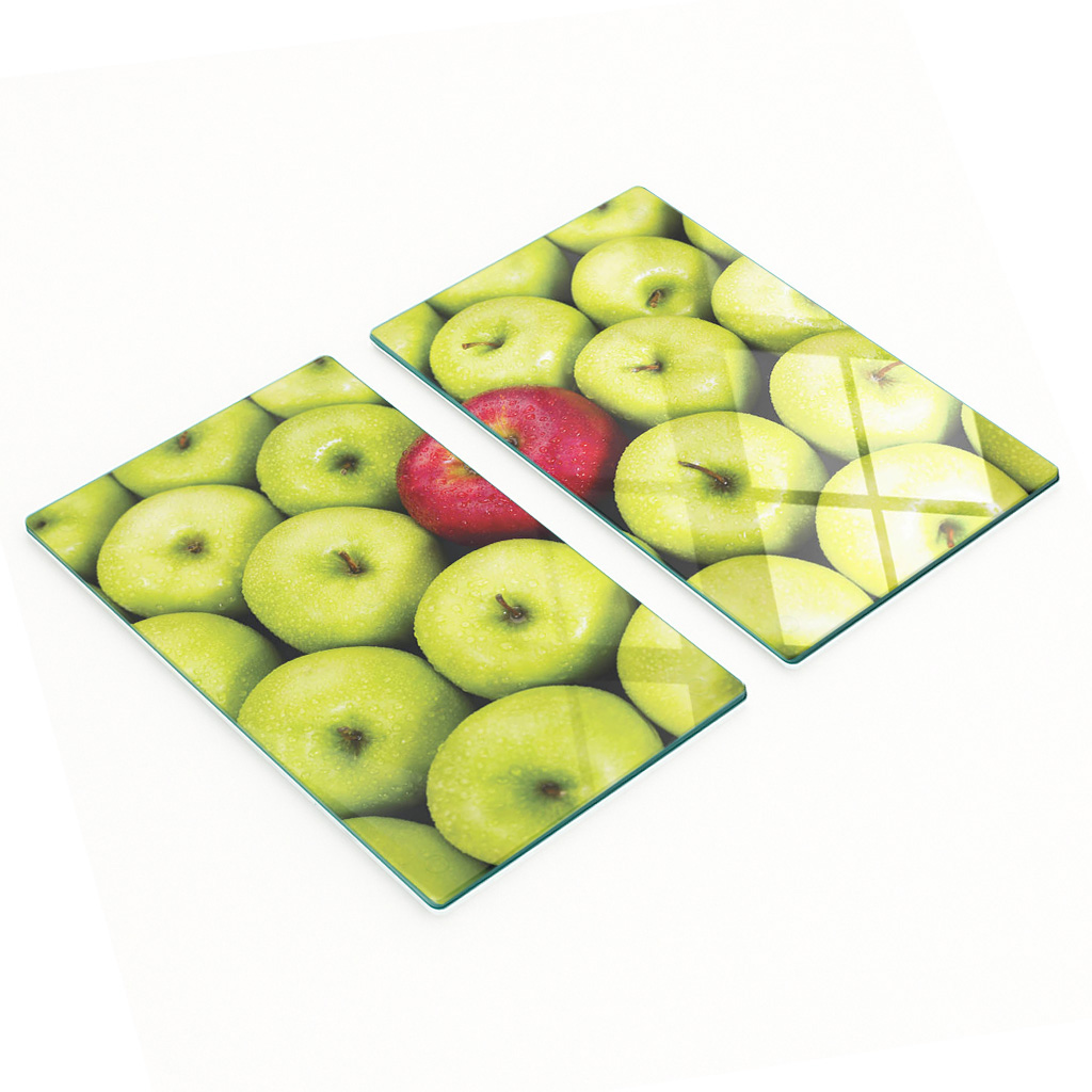Multifunktionale Dekorative Glasplatten Mit Apfelmotiv, 2 X 30 X 52 Cm