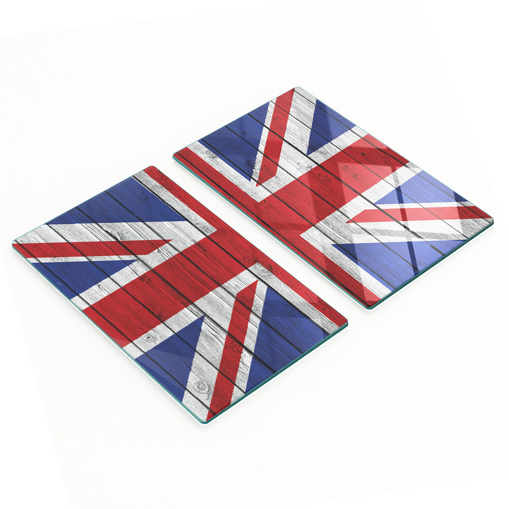 Stilvolle Und Robuste Glasplatten Mit Britischem Flaggenmuster, 2 X 30 X 52 Cm