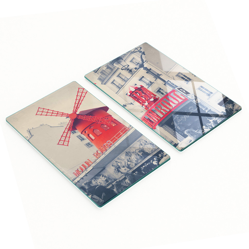 Dekorative Moulin Rouge Glas-schneide- Und Servierbretter 2x30x52 Cm