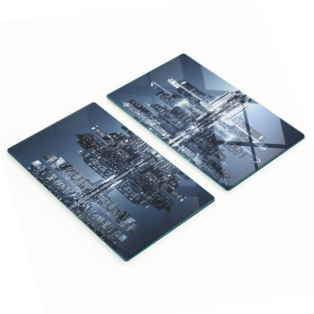 Küchenarbeitsplatten Aus Gehärtetem Glas Mit Singapur-skyline-motiv, 2 X 30 X 52 Cm