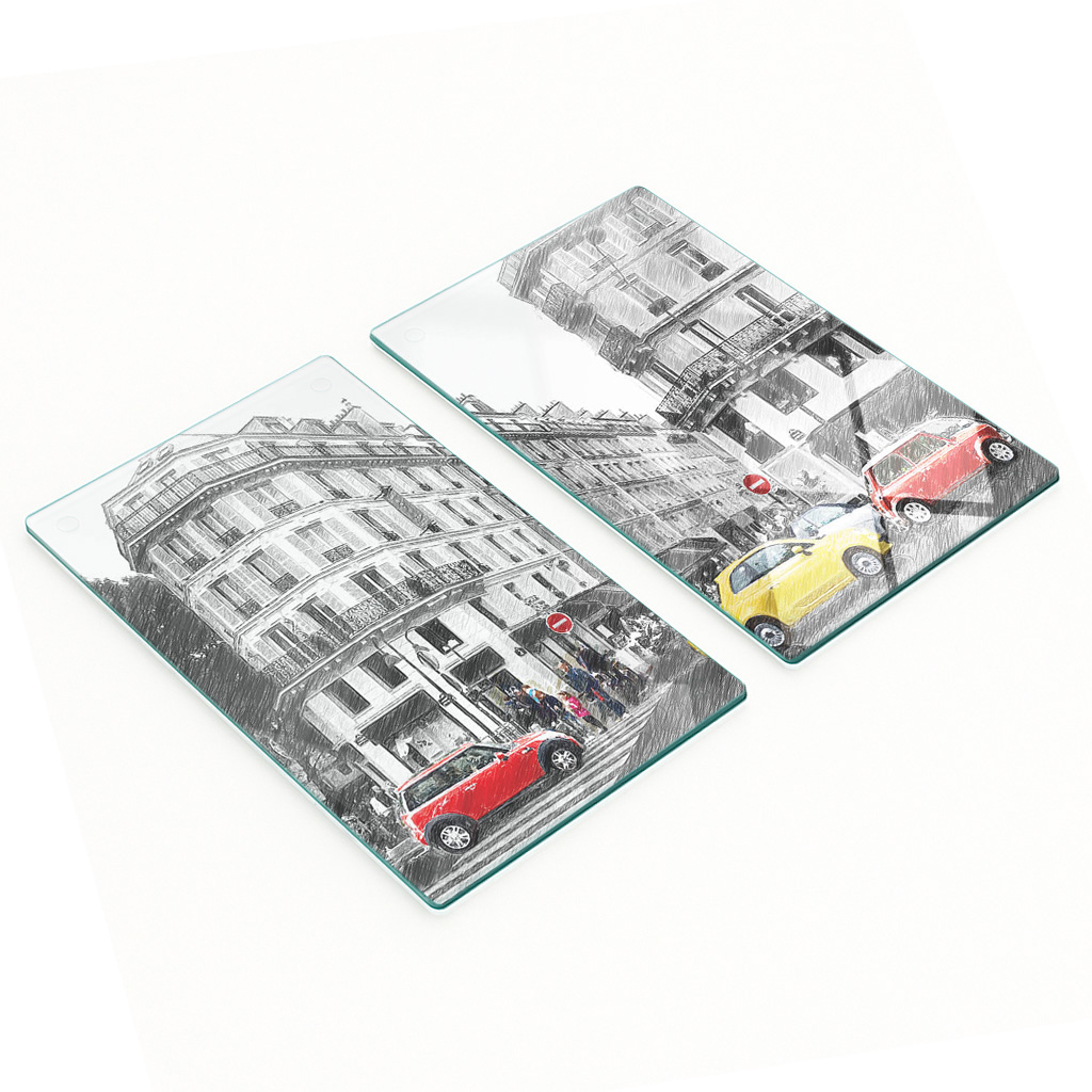 Multifunktionale Dekorative Glasplatten, Pariser Straßenskizze, 2 X 30 X 52 Cm