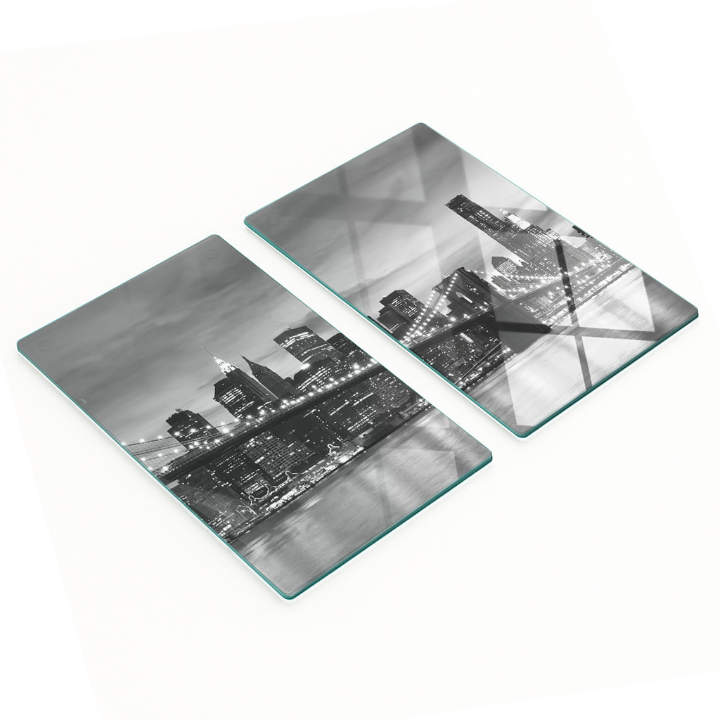 Stilvolle Und Robuste Glasplatten Mit Brooklyn-bridge-motiv, 2 X 30 X 52 Cm