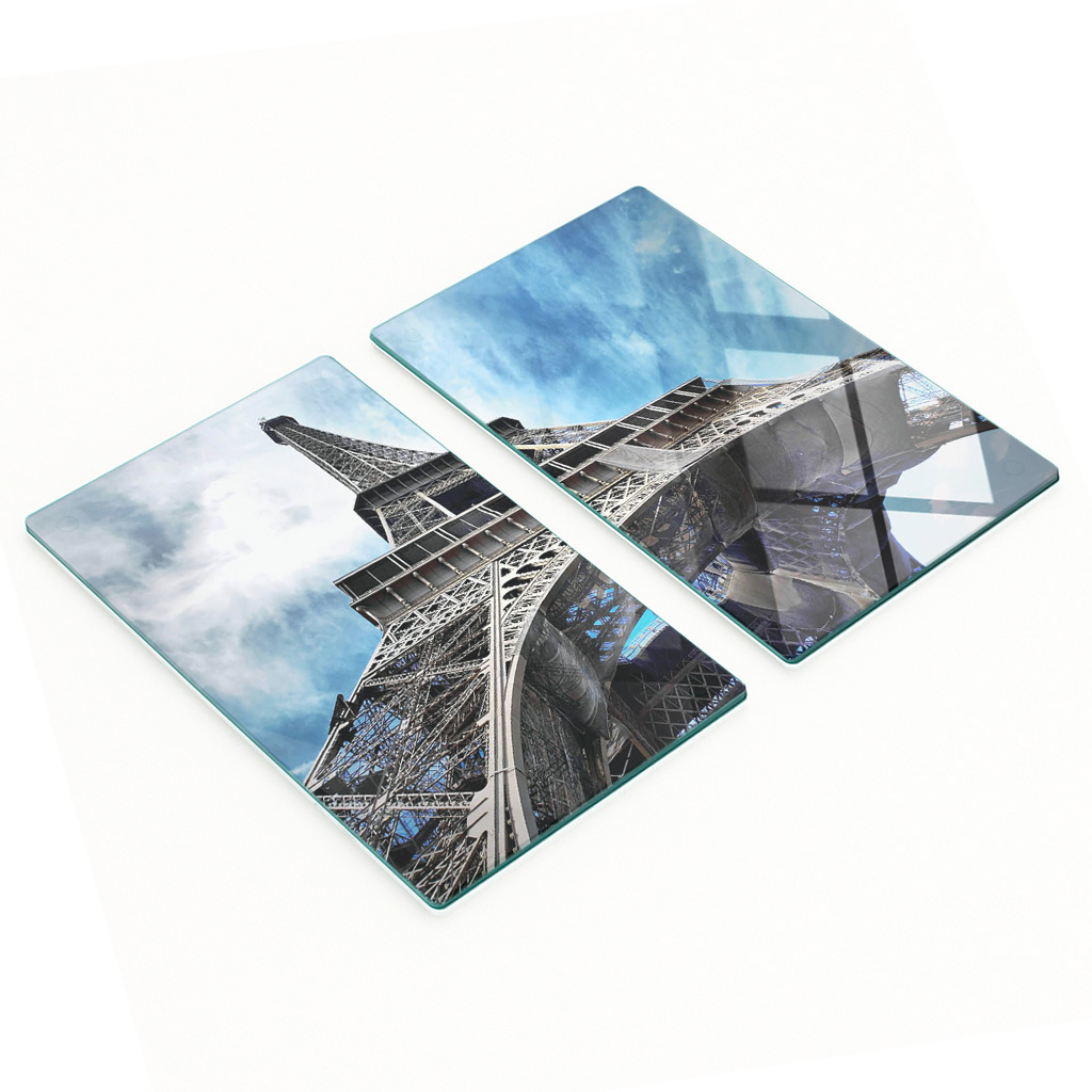 Robuste Und Stilvolle Glasplatten Mit Eiffelturm-motiv, Paris, 2 X 30 X 52 Cm