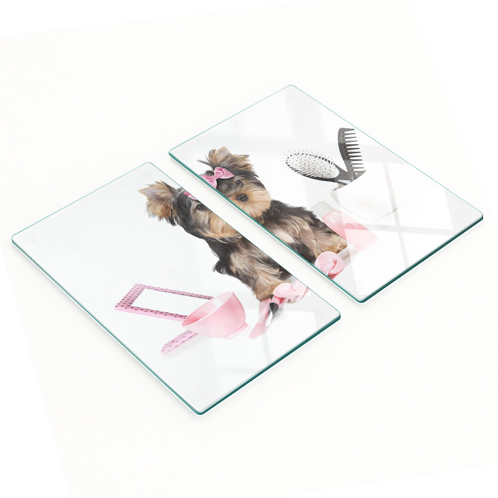 Multifunktionale Dekorative Glasplatten Yorkshire Terrier 2x30x52 Cm