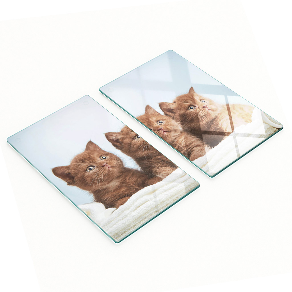 Set Aus Zwei Glas-küchenbrettern, Handtuch Für Kätzchen, 2 X 30 X 52 Cm