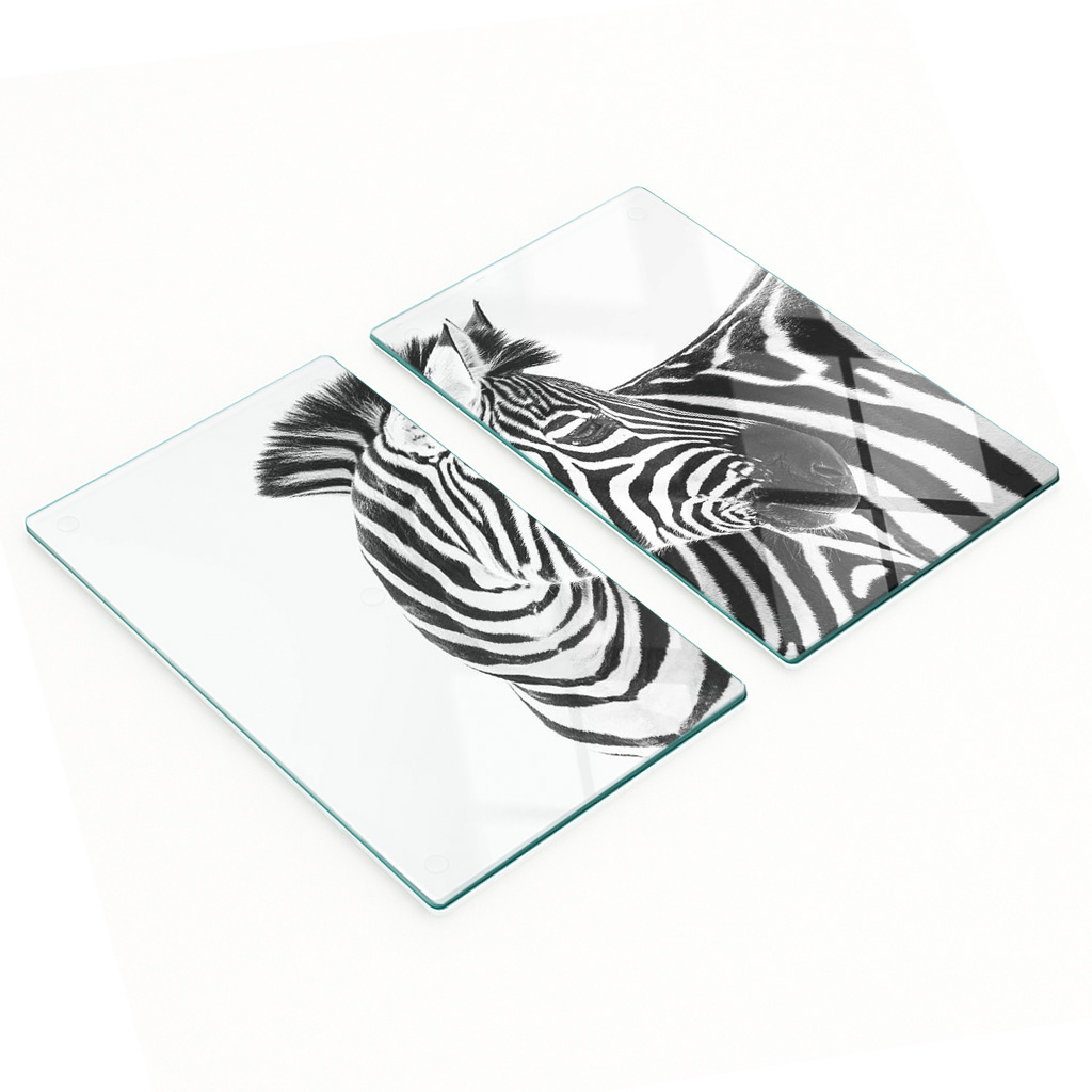 Stilvolle Und Robuste Glasplatten Mit Zebra-print In Schneeweiß, 2 X 30 X 52 Cm