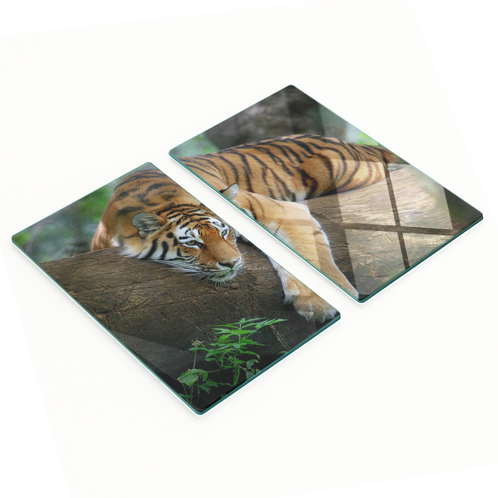 Multifunktionale Dekorative Glasplatten „tiger Auf Einem Baum“ 2x30x52 Cm