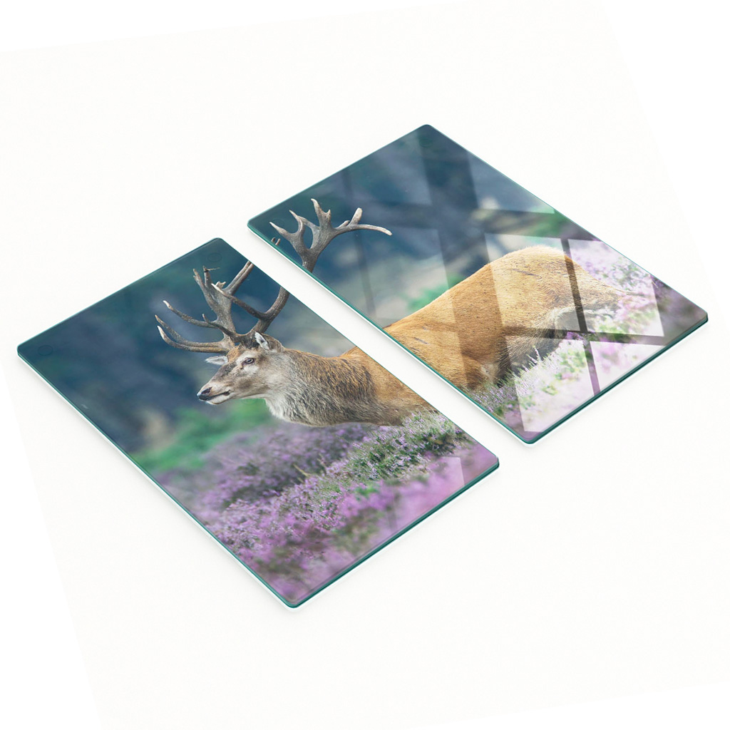 Robuste Und Stilvolle Glasplatten Mit Hirschmuster In Lavendel, 2 X 30 X 52 Cm