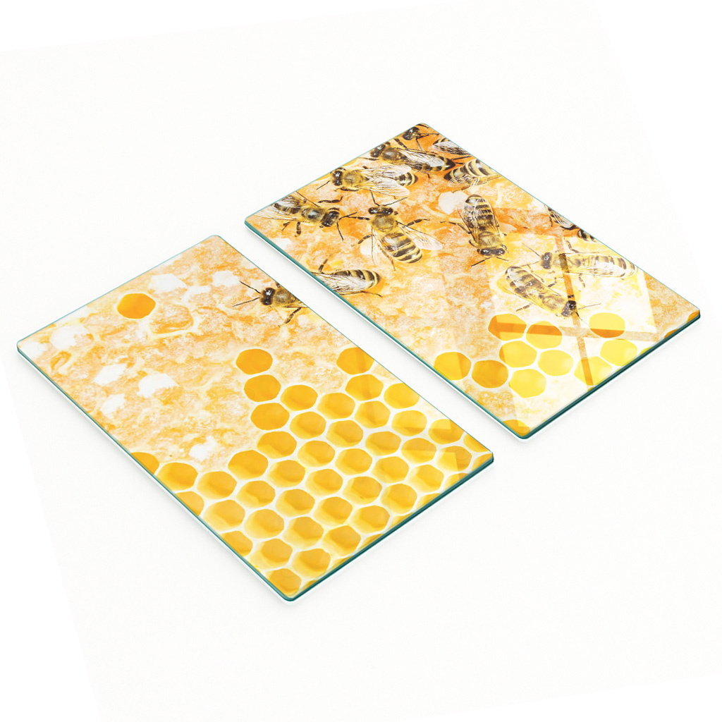 Robuste Und Stilvolle Glasplatten Mit Bienenmotiv, 2 X 30 X 52 Cm