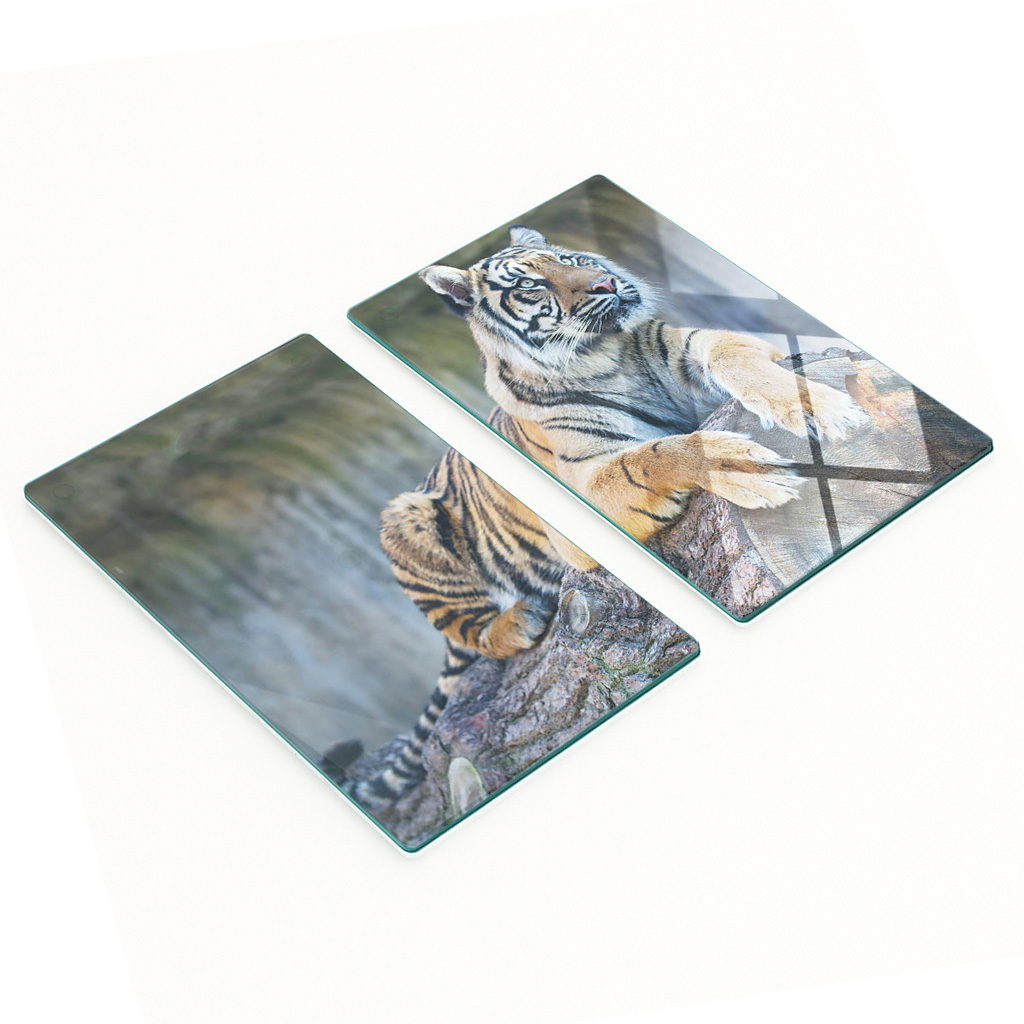 Multifunktionale Dekorative Glasplatten Mit Tigerprint, 2 X 30 X 52 Cm