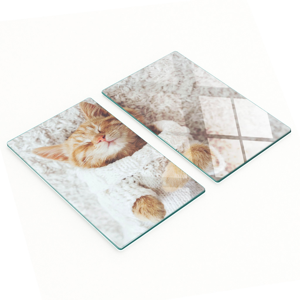 Robuste Und Stilvolle Glasplatten Mit Katzenpullover-muster, 2 X 30 X 52 Cm
