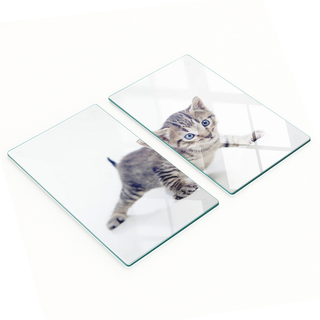 Multifunktionale, Dekorative Glasplatten Für Die Küche, Motiv: Kleine Katze, 2 X 30 X 52 Cm