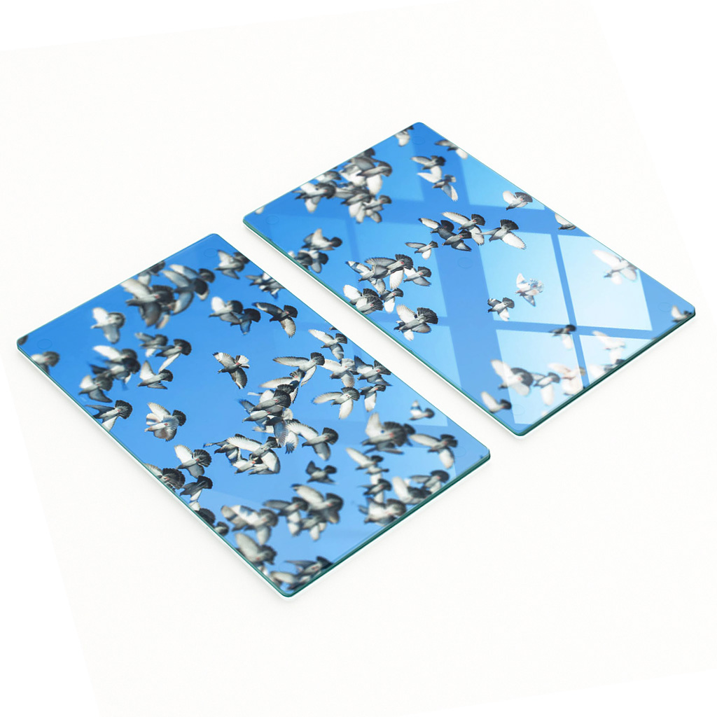 Multifunktionale Dekorative Glasplatten Für Die Küche, Taubenmotiv, 2 X 30 X 52 Cm