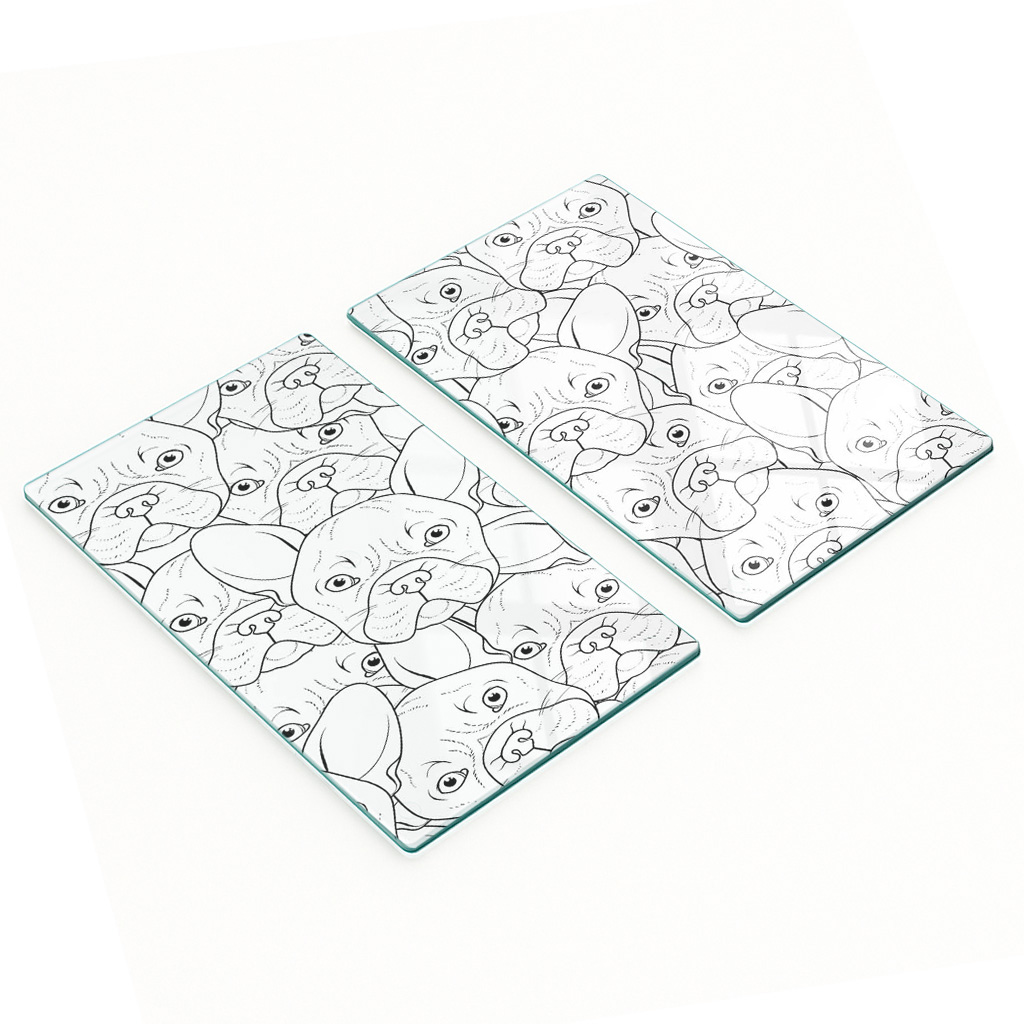 Multifunktionale Dekorative Glasplatten Mit Bulldoggenmotiv, 2 X 30 X 52 Cm