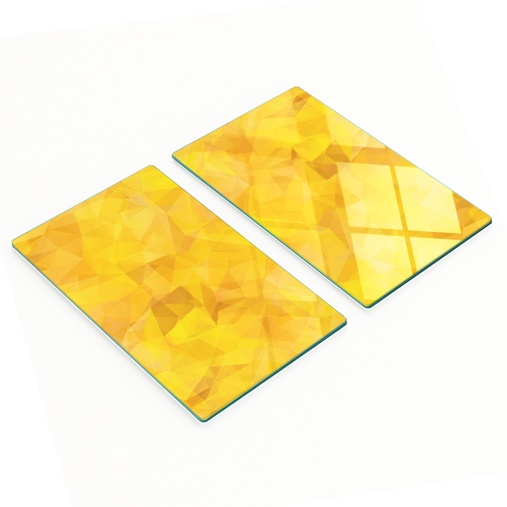 Robuste Und Stilvolle Glasplatten Mit Abstraktem Dreiecksmuster, 2 X 30 X 52 Cm