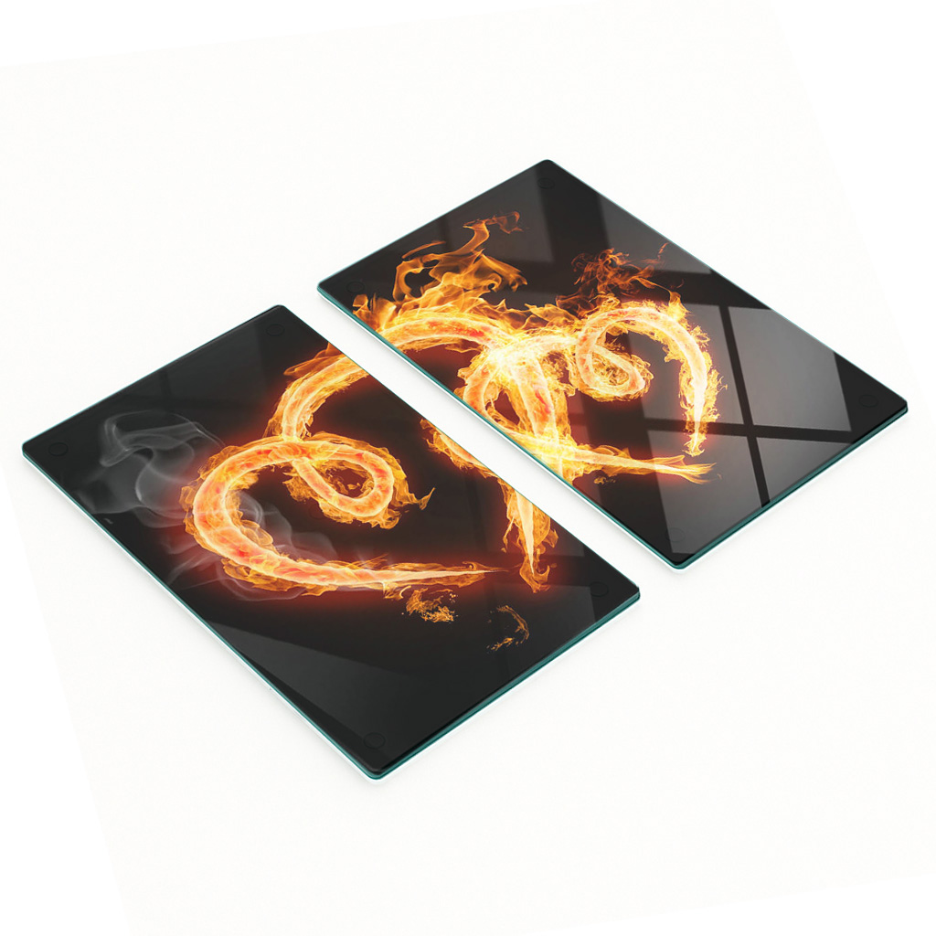Multifunktionale, Dekorative Glasplatten Für Die Küche, Feuerherzen, 2 X 30 X 52 Cm
