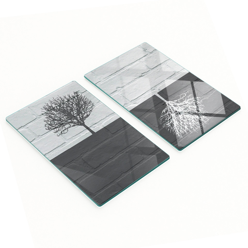 Robuste Und Stilvolle Küchenarbeitsplatten Aus Glas Mit Baumwandmuster, 2 X 30 X 52 Cm