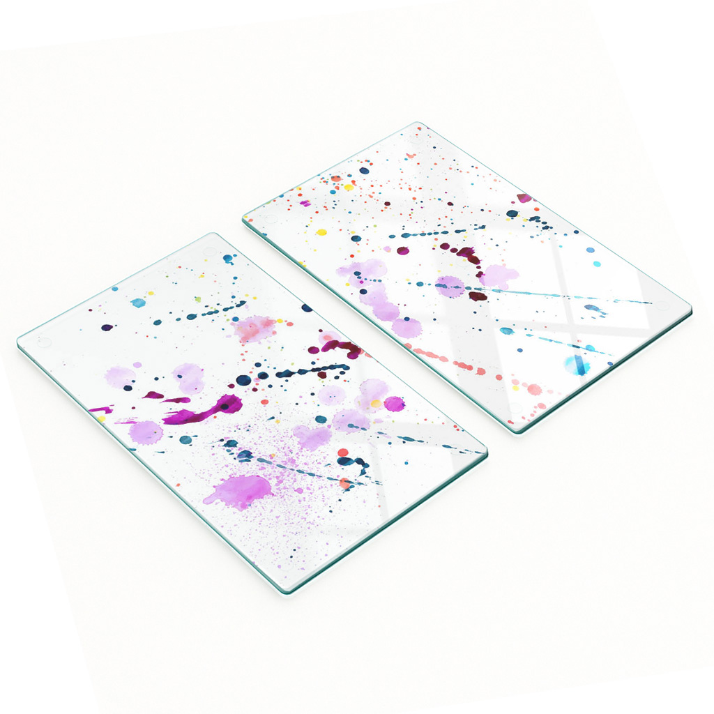 Robuste Und Stilvolle Glasplatten Mit Abstraktem Punktmuster, 2 X 30 X 52 Cm