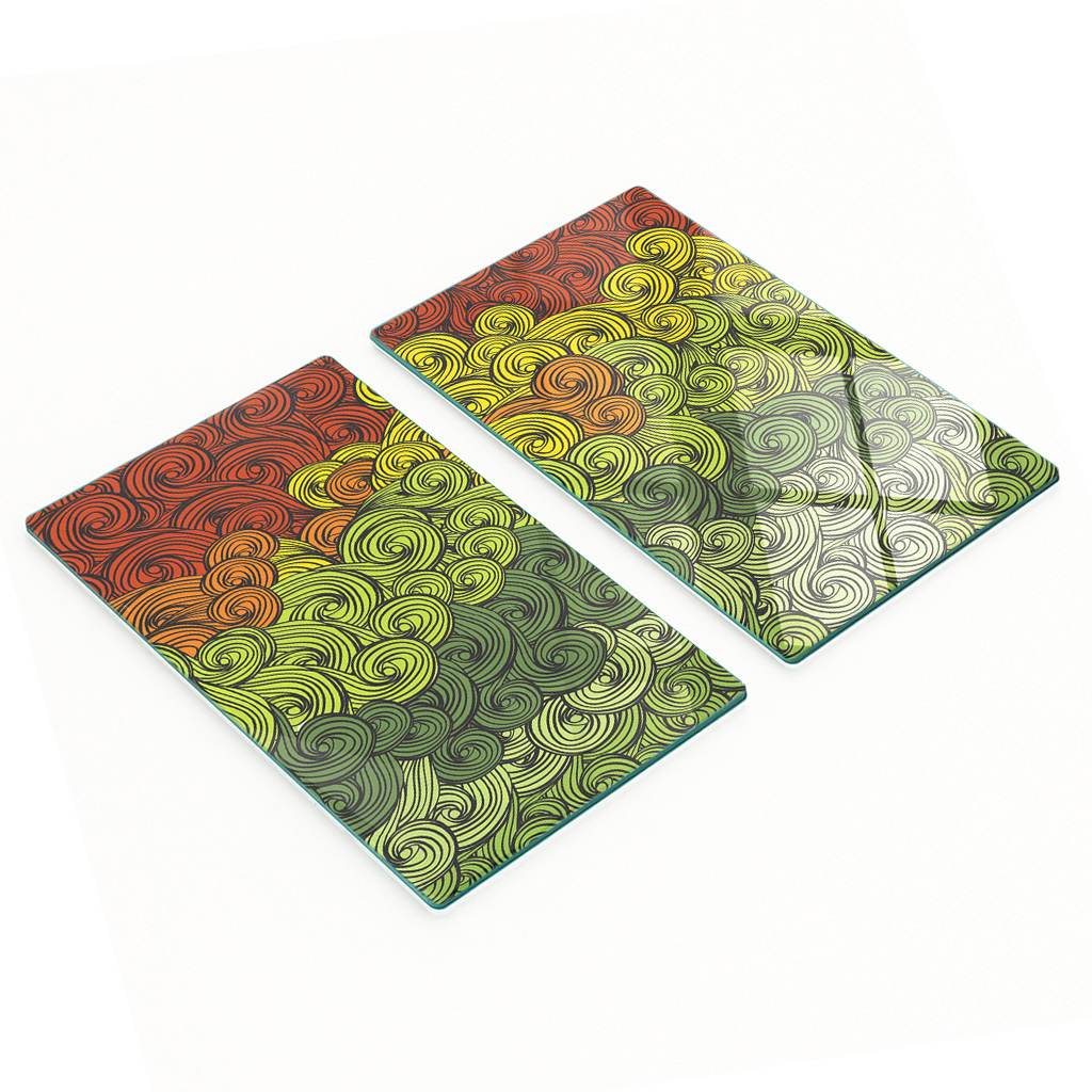 Robuste Und Stilvolle Küchenarbeitsplatten Aus Glas Mit Farbenfrohem Wellenmuster, 2 X 30 X 52 Cm