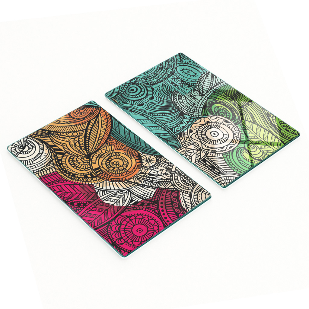 Stilvolle Und Robuste Glasplatten Mit Abstraktem Federmuster, 2 X 30 X 52 Cm