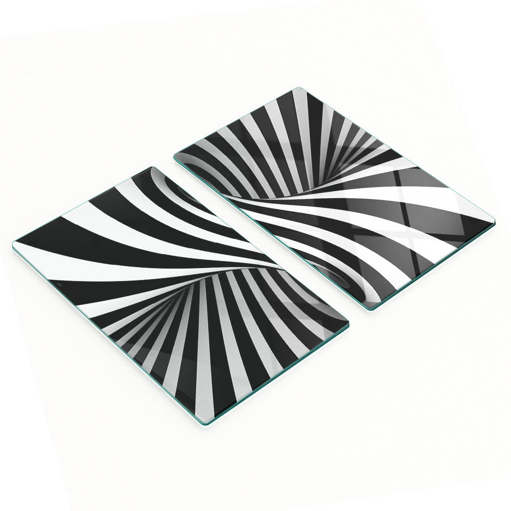 Robuste Und Stilvolle Glasplatten Mit Abstraktem Wirbelmuster, 2 X 30 X 52 Cm