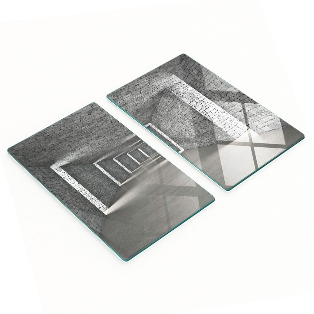 Set Küchenarbeitsplatten Aus Gehärtetem Glas Mit Backsteinmuster, 2 X 30 X 52 Cm