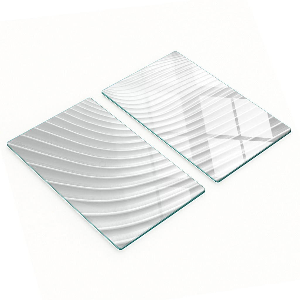 Stilvolle Und Robuste Glasplatten Mit Abstraktem Linienmuster, 2 X 30 X 52 Cm