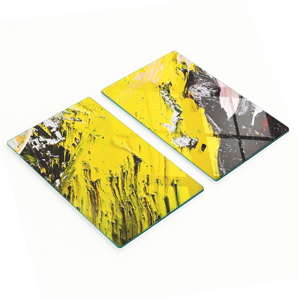 Robuste Und Stilvolle Glasplatten Mit Abstraktem Strukturmuster, 2 X 30 X 52 Cm