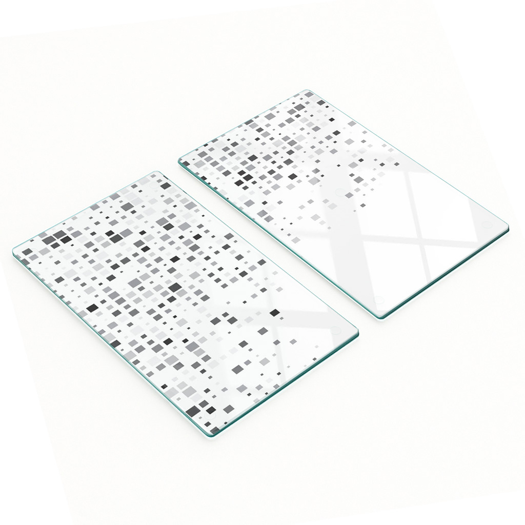 Robuste Und Stilvolle Glasplatten Mit Abstraktem Quadratmuster, 2 X 30 X 52 Cm