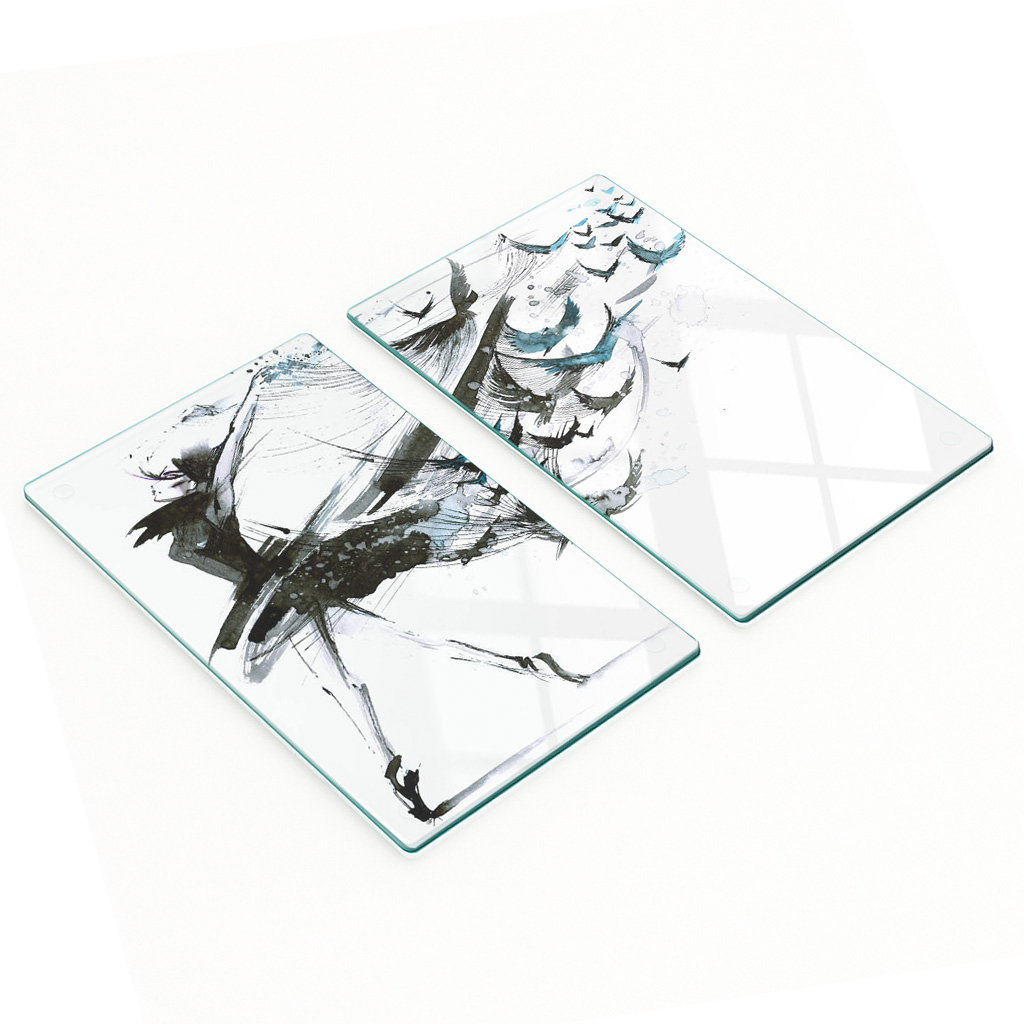 Dekorative Servierbretter Aus Glas, Modell Ballerina, 2 X 30 X 52 Cm