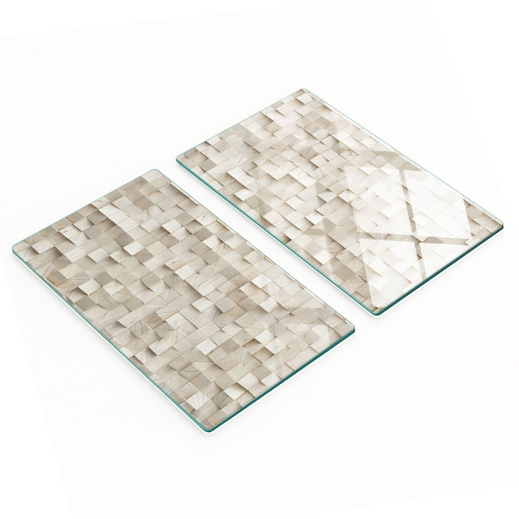 Multifunktionale Küchen-dekorationsplatten Aus Gehärtetem Glas Und Holz, 2 X 30 X 52 Cm