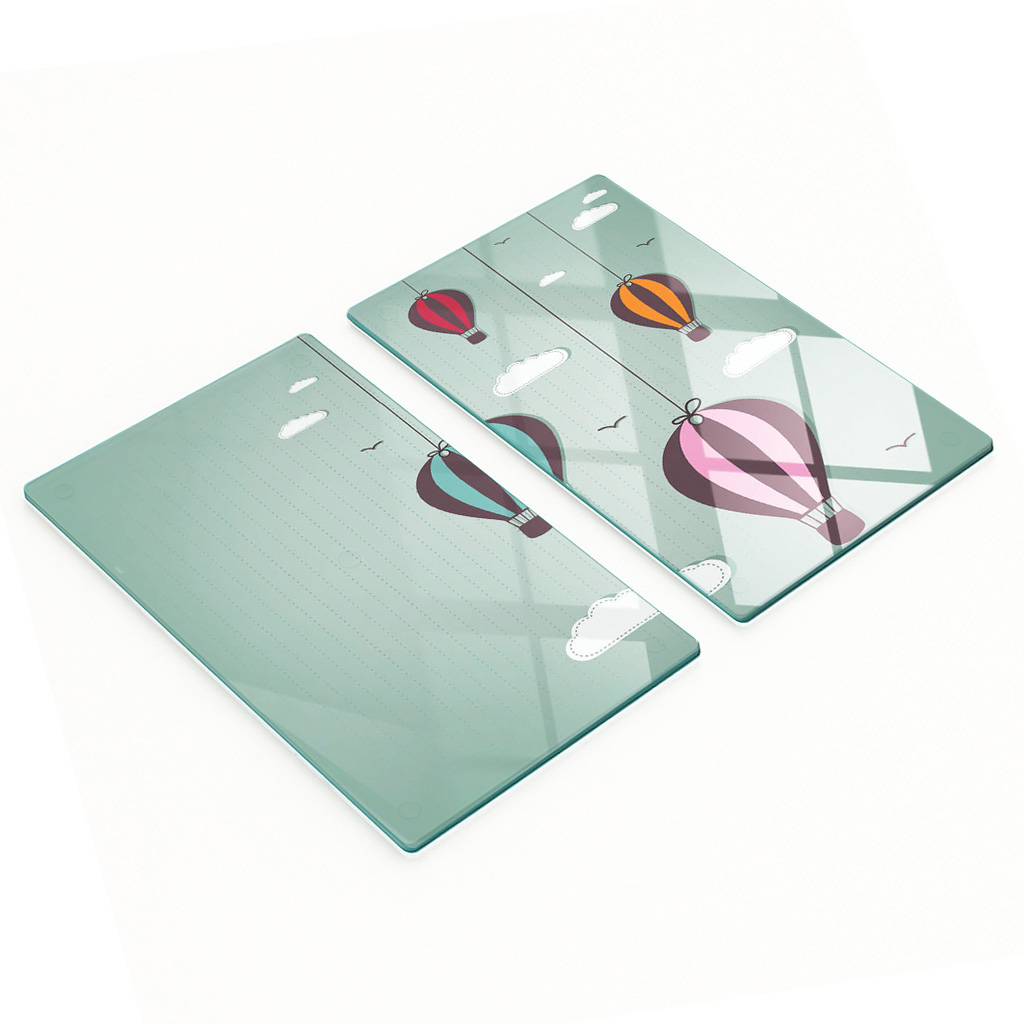 Stilvolle Und Robuste Glasplatten Mit Ballonmotiv, 2 X 30 X 52 Cm