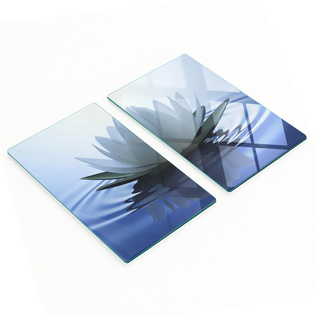 Dekorative, Multifunktionale Glasplatten Aus Gehärtetem Glas, Motiv: Seerose, 2 X 30 X 52 Cm